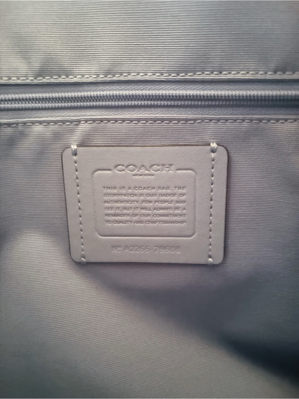 COACH Slate Blue Leather Gallery Tote with Front Zip Pocket - Picture 5 of 6